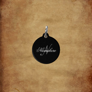 Unique Personalized Black and White Name Monogram Pet ID Tag