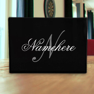 Unique Personalized Black and White Name Monogram Photo Block