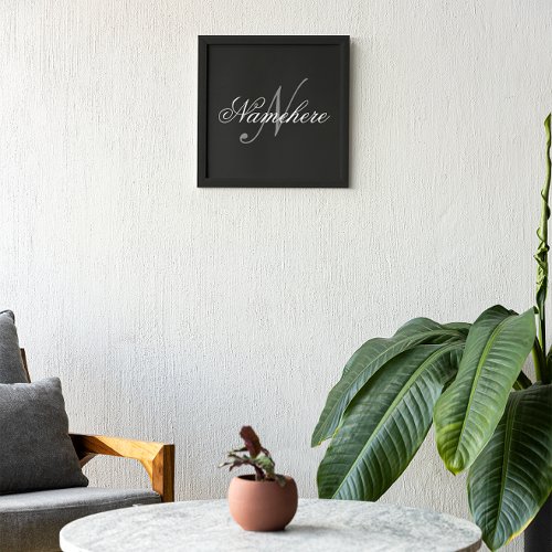 Unique Personalized Black and White Name Monogram Photo Print