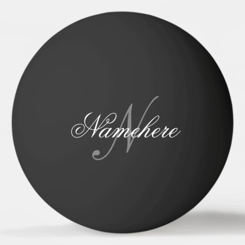 Unique Personalized Black and White Name Monogram Ping Pong Ball