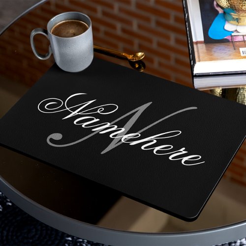 Unique Personalized Black and White Name Monogram Placemat
