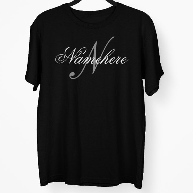Unique Personalized Black and White Name Monogram  Plus Size T-Shirt (Creator Uploaded)