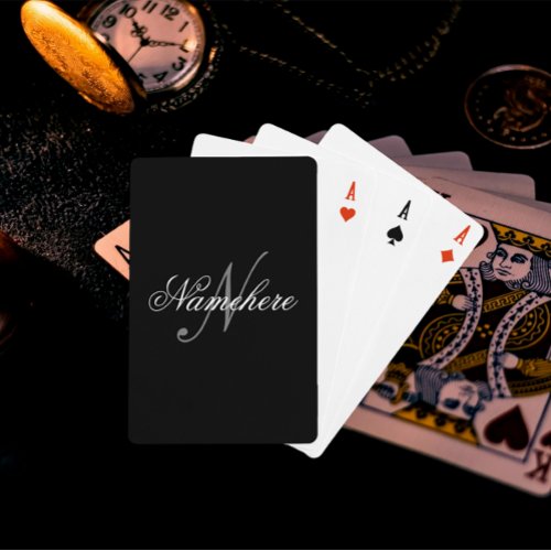 Unique Personalized Black and White Name Monogram Poker Cards