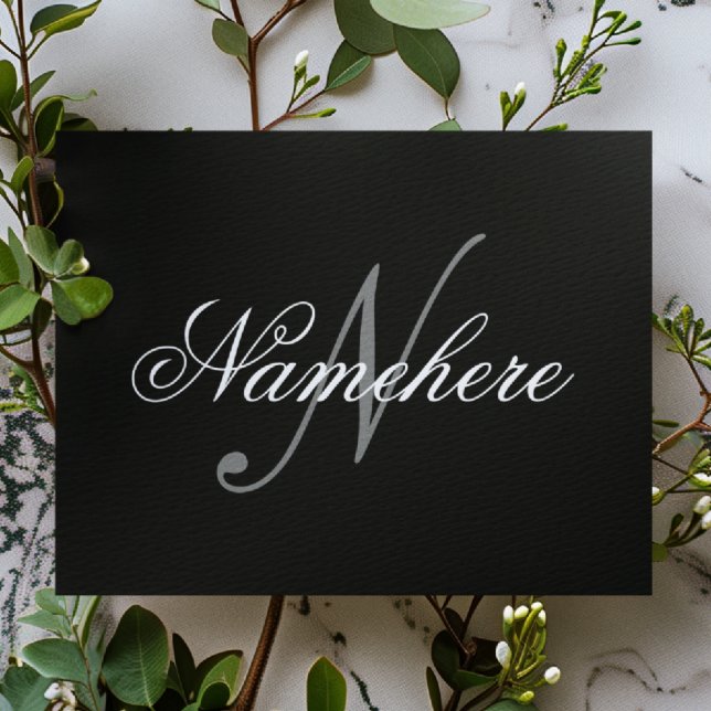 Unique Personalized Black and White Name Monogram Postcard (Creator Uploaded)