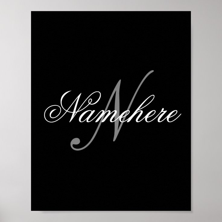 Unique Personalized Black and White Name Monogram Poster Zazzle