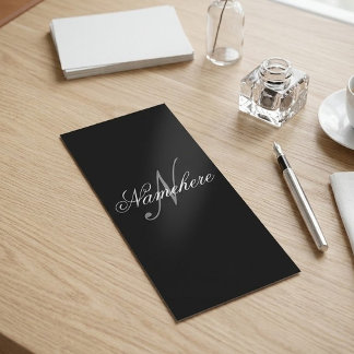 Unique Personalized Black and White Name Monogram Rack Card