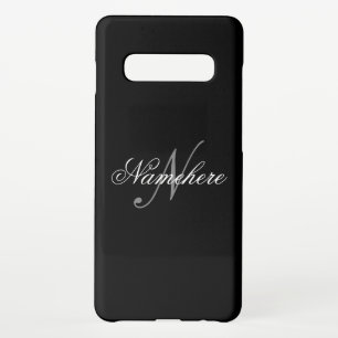 Unique Personalized Black and White Name Monogram  Samsung Galaxy S10+ Case