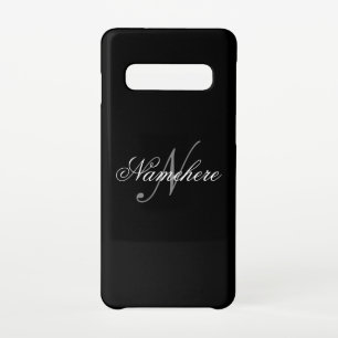 Unique Personalized Black and White Name Monogram  Samsung Galaxy S10 Case