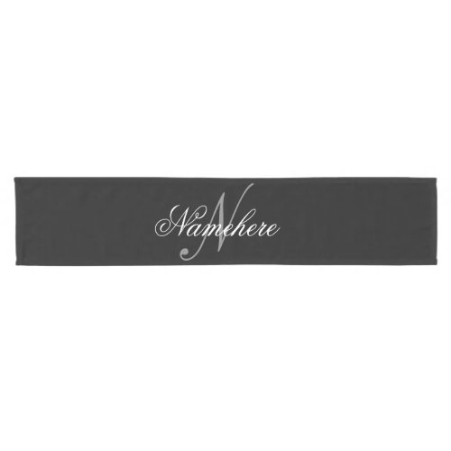 Unique Personalized Black and White Name Monogram Short Table Runner