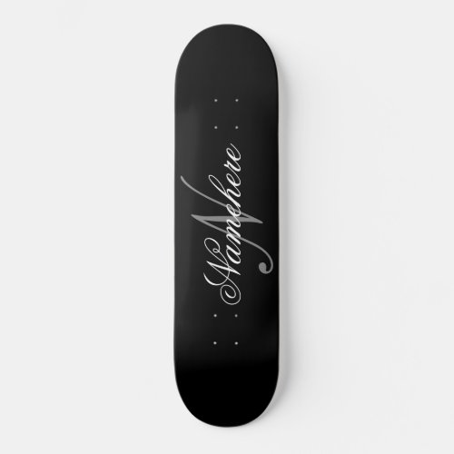 Unique Personalized Black and White Name Monogram Skateboard
