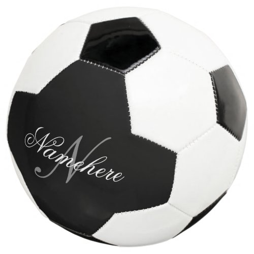 Unique Personalized Black and White Name Monogram Soccer Ball