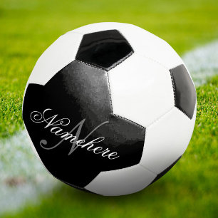Unique Personalized Black and White Name Monogram Soccer Ball