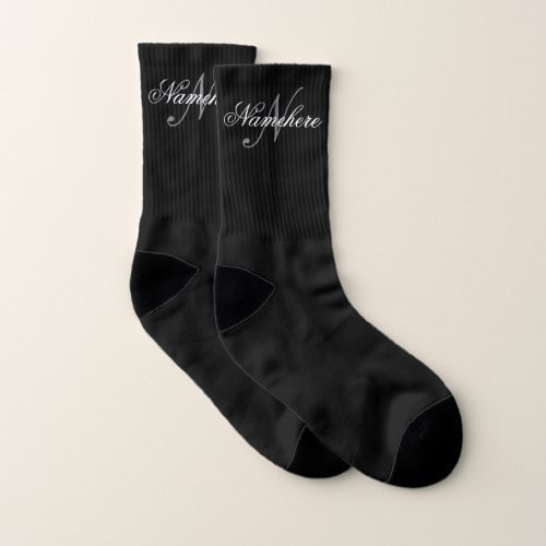 Unique Personalized Black and White Name Monogram Socks