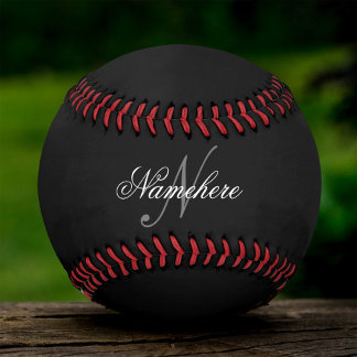 Unique Personalized Black and White Name Monogram Softball