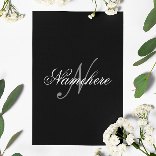 Unique Personalized Black and White Name Monogram Stationery (Creator Uploaded)