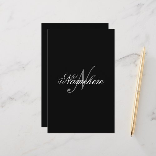 Unique Personalized Black and White Name Monogram Stationery