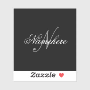 Unique Personalized Black and White Name Monogram Sticker