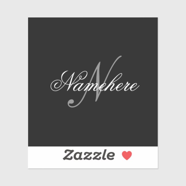 Unique Personalized Black and White Name Monogram Sticker (Sheet)
