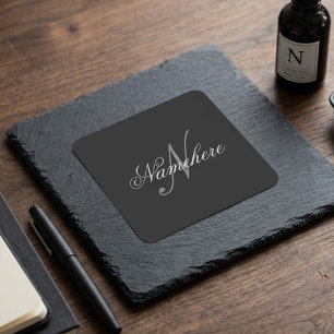 Unique Personalized Black and White Name Monogram Sticker