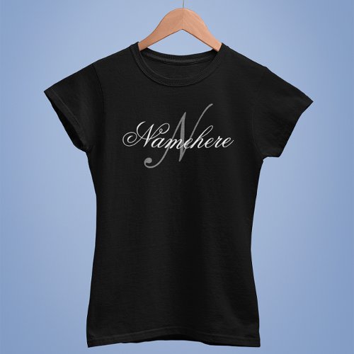 Unique Personalized Black and White Name Monogram  T_Shirt