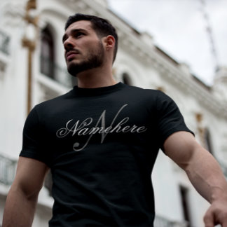 Unique Personalized Black and White Name Monogram T-Shirt