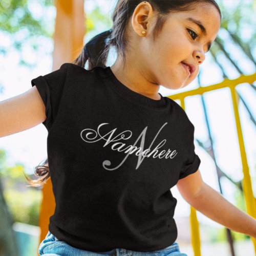 Unique Personalized Black and White Name Monogram  T_Shirt