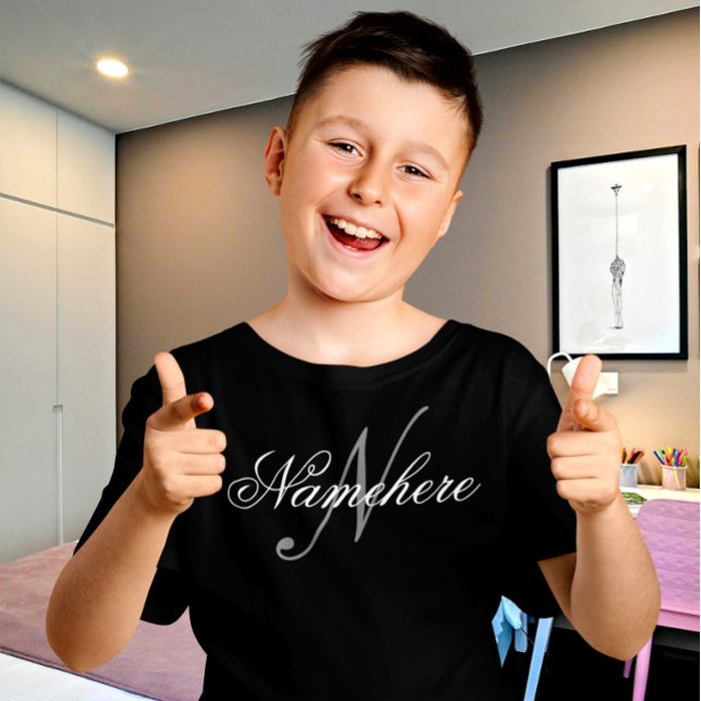 Unique Personalized Black and White Name Monogram  T-Shirt (Creator Uploaded)