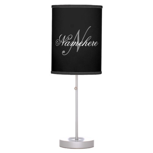 Unique Personalized Black and White Name Monogram Table Lamp