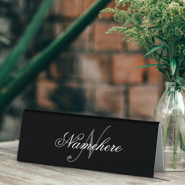 Unique Personalized Black and White Name Monogram Table Tent (Creator Uploaded)