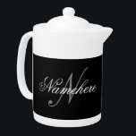 Unique Personalized Black and White Name Monogram Teapot<br><div class="desc">Personalized Unique Black and White Name Monogram Design for anyone.</div>