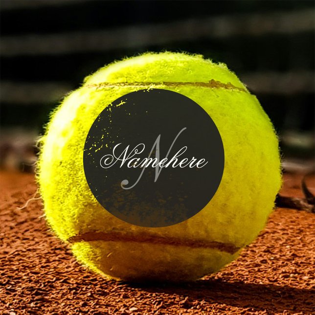Unique Personalized Black and White Name Monogram Tennis Balls (Creator Uploaded)