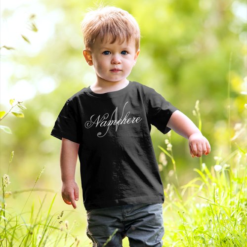 Unique Personalized Black and White Name Monogram  Toddler T_shirt