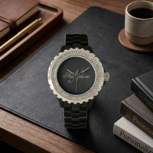Unique Personalized Black and White Name Monogram Watch