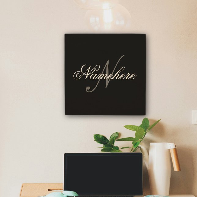 Unique Personalized Black and White Name Monogram Wood Wall Art (Creator Uploaded)