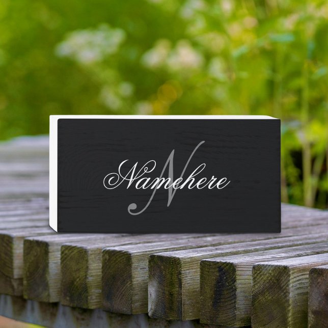 Unique Personalized Black and White Name Monogram Wooden Box Sign (Creator Uploaded)