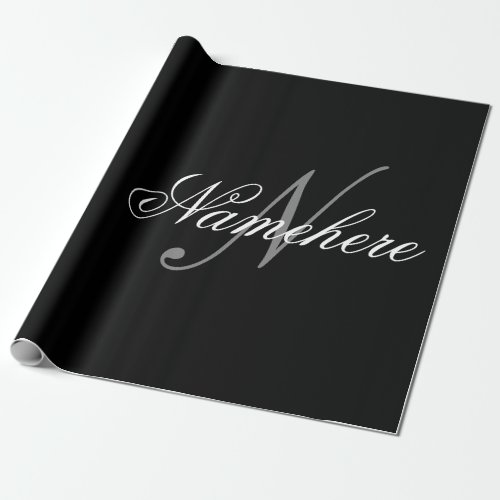 Unique Personalized Black and White Name Monogram Wrapping Paper