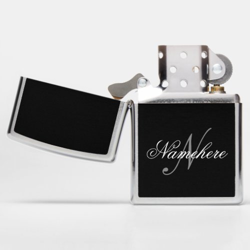 Unique Personalized Black and White Name Monogram Zippo Lighter