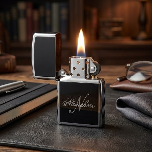 Unique Personalized Black and White Name Monogram Zippo Lighter