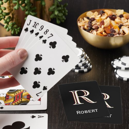 Unique Personalized Black White Monogram Poker Cards