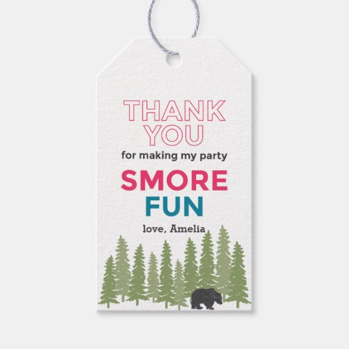 Unique Personalized Camp Birthday Pink Thank You Gift Tags