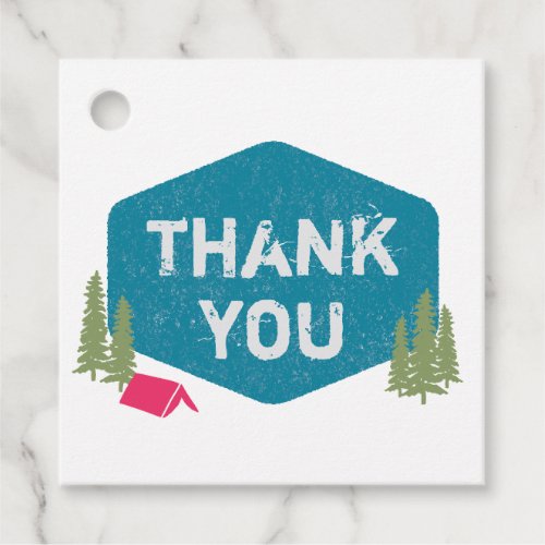 Unique Personalized Camp Birthday Thank You Pink Favor Tags