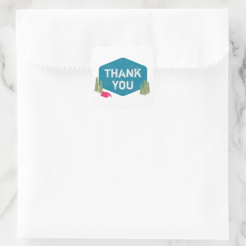 Unique Personalized Camp Birthday Thank You Pink Square Sticker
