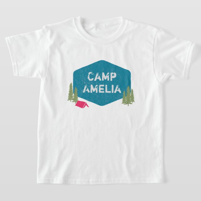 Unique Personalized Camp Name Birthday Party T-Shirt (Laydown)