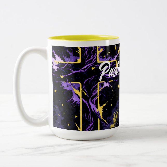 Unique Personalized Christian Cross Church Pastor  Two-Tone Coffee Mug (Left)