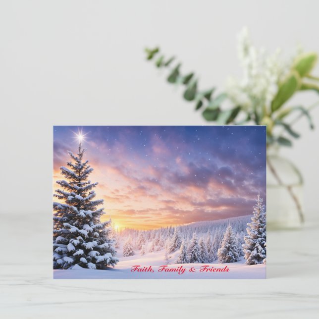 Unique Personalized Christmas Cards White X-mas (Standing Front)