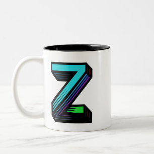 Unique Personalized colorful Monogram initial Z Two-Tone Coffee Mug