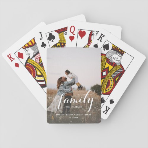 Unique Personalized Family Script Photo Playing Cards