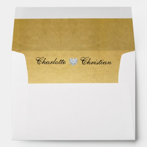 Unique Personalized Gold Foil Liner Return Address Envelope