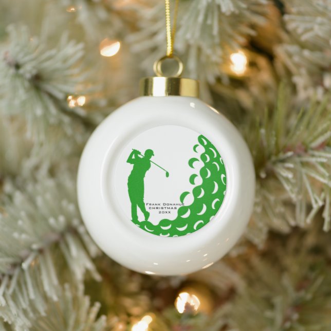 Unique Personalized Golf Ball Golfer Name Ceramic Ball Christmas Ornament (Tree)
