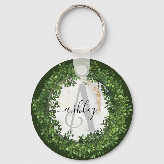 Unique Personalized Keychain with Botanical Theme  (Front)